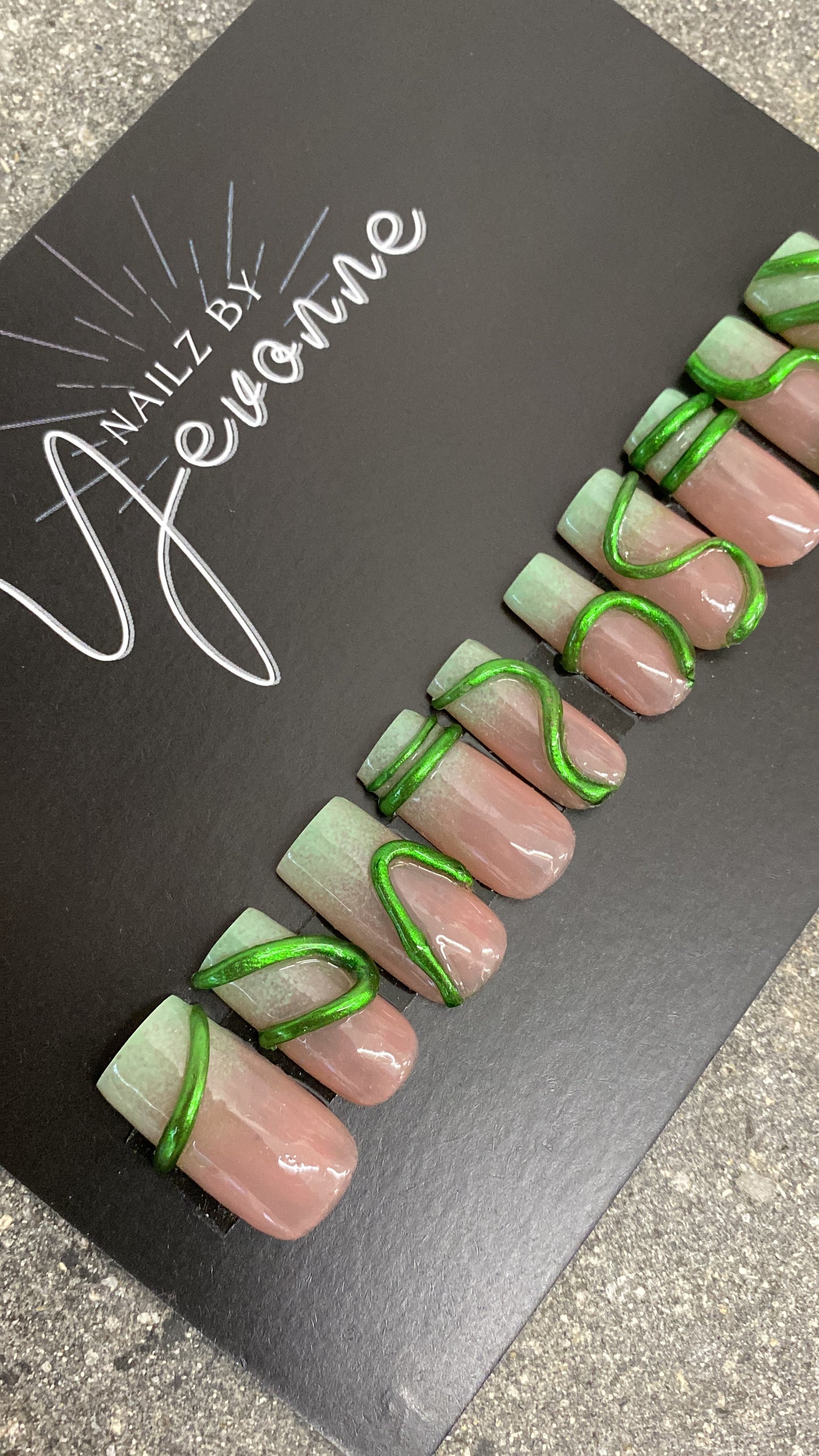 Green 3d Nail Art