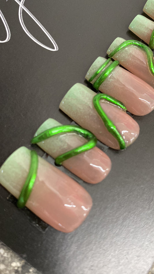 Green 3d Nail Art